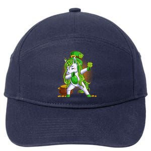 Funny St Patricks Dabbing Leprechaun Unicorn 7-Panel Snapback Hat