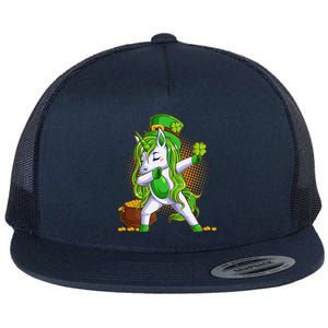 Funny St Patricks Dabbing Leprechaun Unicorn Flat Bill Trucker Hat