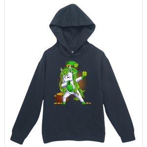 Funny St Patricks Dabbing Leprechaun Unicorn Urban Pullover Hoodie