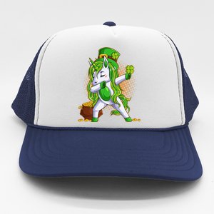 Funny St Patricks Dabbing Leprechaun Unicorn Trucker Hat