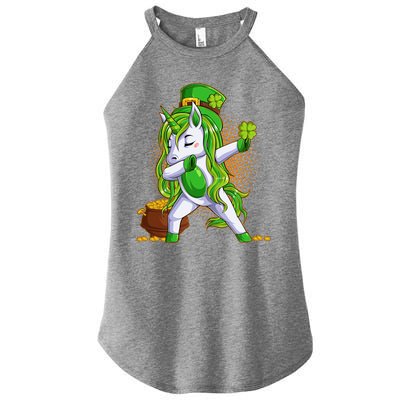 Funny St Patricks Dabbing Leprechaun Unicorn Women’s Perfect Tri Rocker Tank