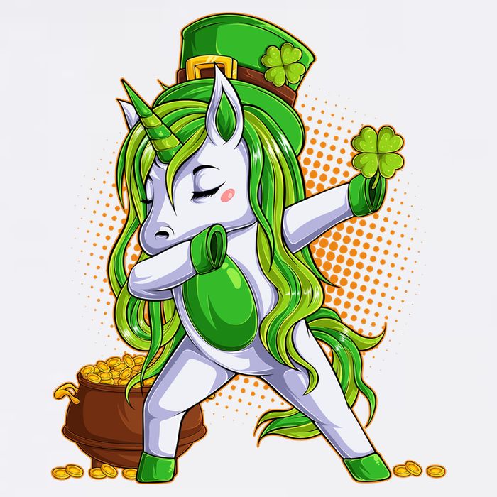 Funny St Patricks Dabbing Leprechaun Unicorn Garment-Dyed Sweatshirt