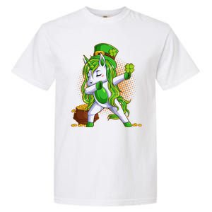 Funny St Patricks Dabbing Leprechaun Unicorn Garment-Dyed Heavyweight T-Shirt