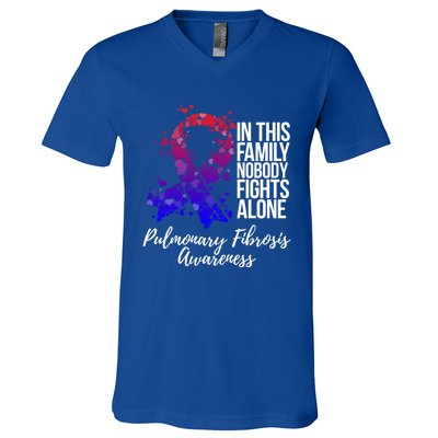 Family Support Pulmonary Fibrosis Awareness Gift V-Neck T-Shirt