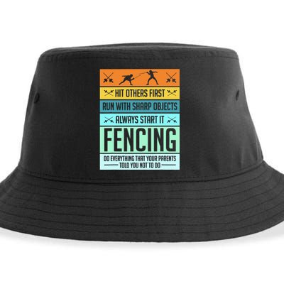 Fencing Sport Pun Sustainable Bucket Hat