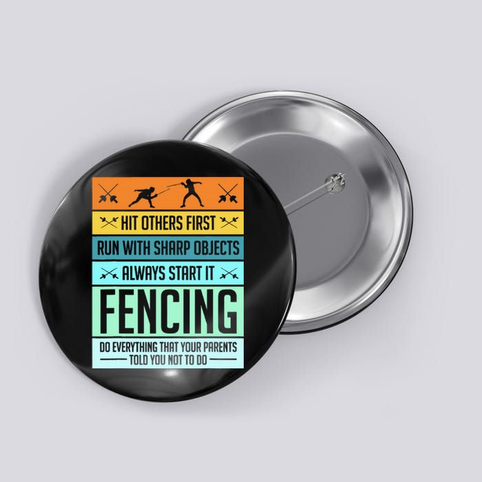 Fencing Sport Pun Button