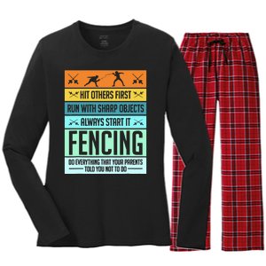 Fencing Sport Pun Women's Long Sleeve Flannel Pajama Set 