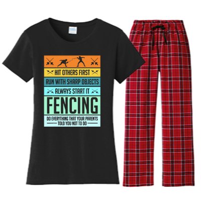 Fencing Sport Pun Women's Flannel Pajama Set