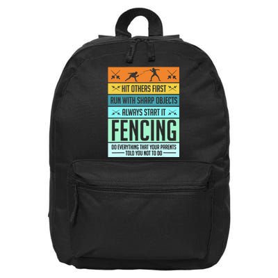 Fencing Sport Pun 16 in Basic Backpack