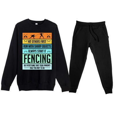 Fencing Sport Pun Premium Crewneck Sweatsuit Set