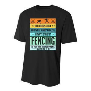 Fencing Sport Pun Youth Performance Sprint T-Shirt