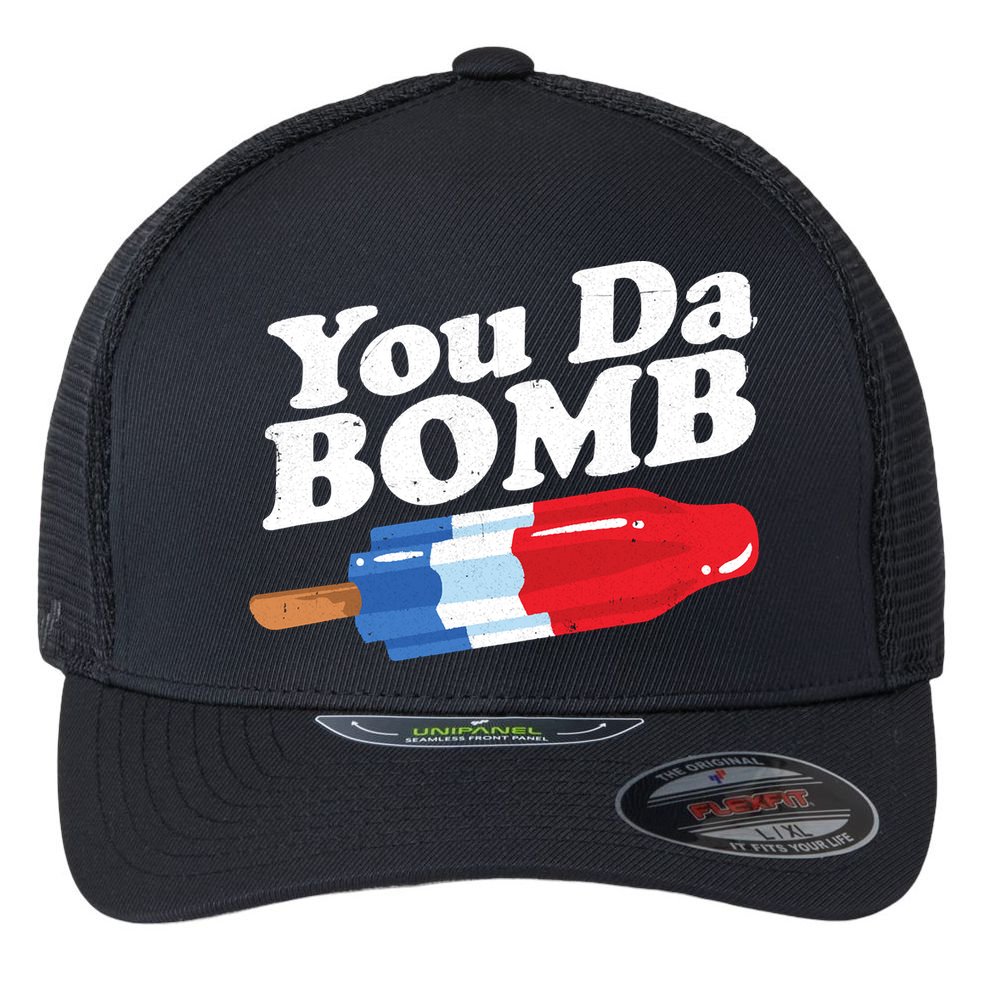 Funny Summer Popsicle Pop Retro You Da Bomb 80's Gift Flexfit Unipanel Trucker Cap