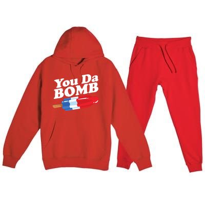 Funny Summer Popsicle Pop Retro You Da Bomb 80's Gift Premium Hooded Sweatsuit Set