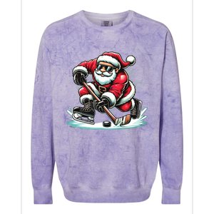 Funny Santa Playing Ice Hockey Lovers Christmas Meaningful Gift Colorblast Crewneck Sweatshirt