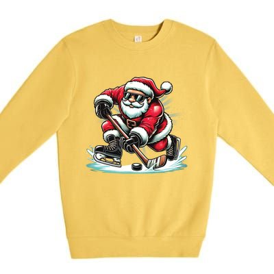 Funny Santa Playing Ice Hockey Lovers Christmas Meaningful Gift Premium Crewneck Sweatshirt