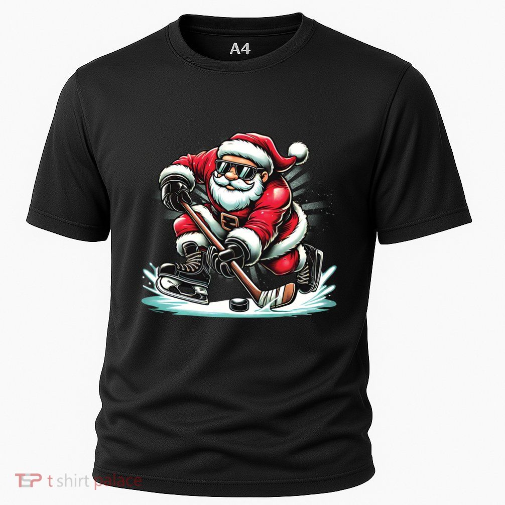 Funny Santa Playing Ice Hockey Lovers Christmas Meaningful Gift Performance Shirt