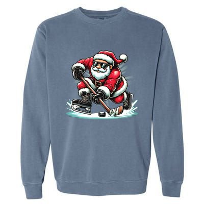 Funny Santa Playing Ice Hockey Lovers Christmas Meaningful Gift Garment-Dyed Sweatshirt