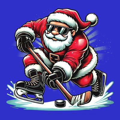 Funny Santa Playing Ice Hockey Lovers Christmas Meaningful Gift T-Shirt