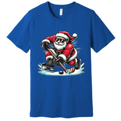 Funny Santa Playing Ice Hockey Lovers Christmas Meaningful Gift Premium T-Shirt