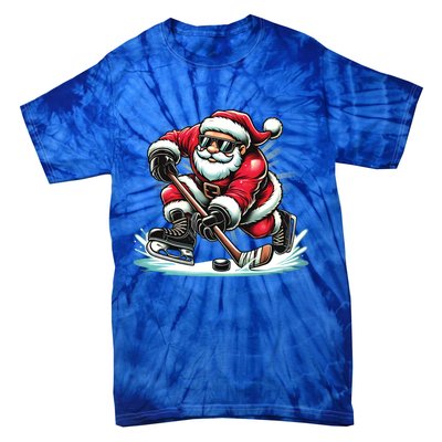 Funny Santa Playing Ice Hockey Lovers Christmas Meaningful Gift Tie-Dye T-Shirt