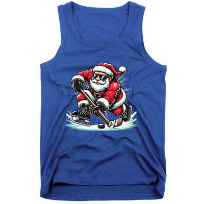 Funny Santa Playing Ice Hockey Lovers Christmas Meaningful Gift Tank Top