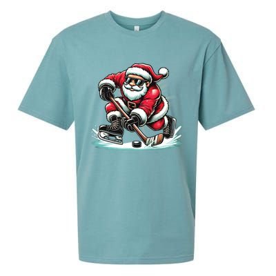 Funny Santa Playing Ice Hockey Lovers Christmas Meaningful Gift Sueded Cloud Jersey T-Shirt