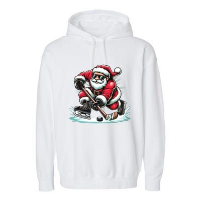 Funny Santa Playing Ice Hockey Lovers Christmas Meaningful Gift Garment-Dyed Fleece Hoodie