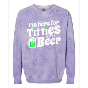 Funny St Patricks Day Titties And Beer Gift Colorblast Crewneck Sweatshirt