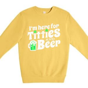 Funny St Patricks Day Titties And Beer Gift Premium Crewneck Sweatshirt