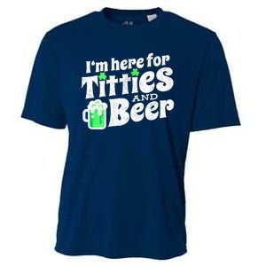 Funny St Patricks Day Titties And Beer Gift Cooling Performance Crew T-Shirt