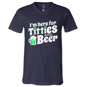 Funny St Patricks Day Titties And Beer Gift V-Neck T-Shirt