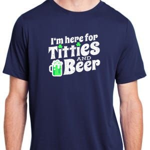 Funny St Patricks Day Titties And Beer Gift Adult ChromaSoft Performance T-Shirt