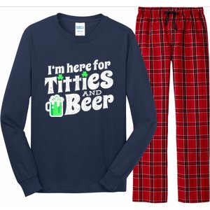 Funny St Patricks Day Titties And Beer Gift Long Sleeve Pajama Set