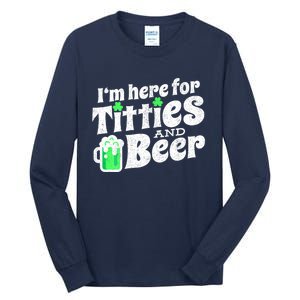 Funny St Patricks Day Titties And Beer Gift Tall Long Sleeve T-Shirt