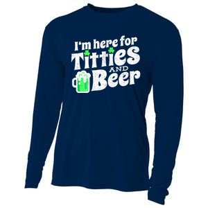 Funny St Patricks Day Titties And Beer Gift Cooling Performance Long Sleeve Crew