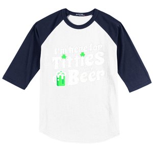 Funny St Patricks Day Titties And Beer Gift Baseball Sleeve Shirt