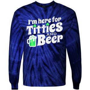 Funny St Patricks Day Titties And Beer Gift Tie-Dye Long Sleeve Shirt