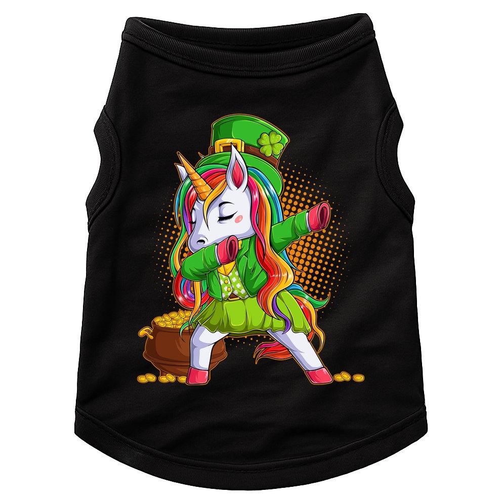Funny St Patricks Dabbing Leprechaun Rainbow Unicorn Doggie Tank