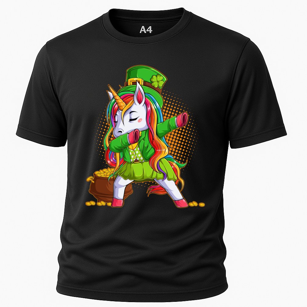 Funny St Patricks Dabbing Leprechaun Rainbow Unicorn Performance Shirt