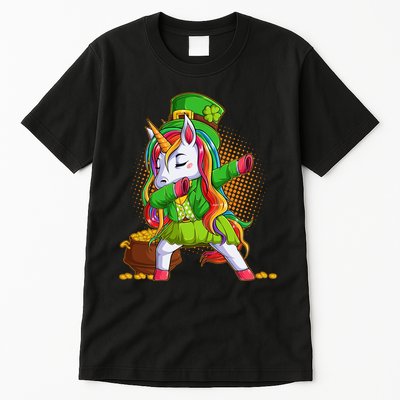 Funny St Patricks Dabbing Leprechaun Rainbow Unicorn Tall T-Shirt