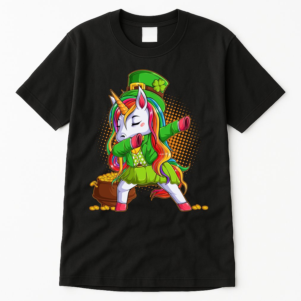 Funny St Patricks Dabbing Leprechaun Rainbow Unicorn Tall T-Shirt