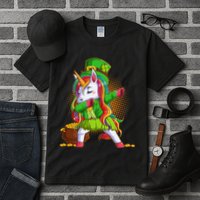 Funny St Patricks Dabbing Leprechaun Rainbow Unicorn Tall T-Shirt