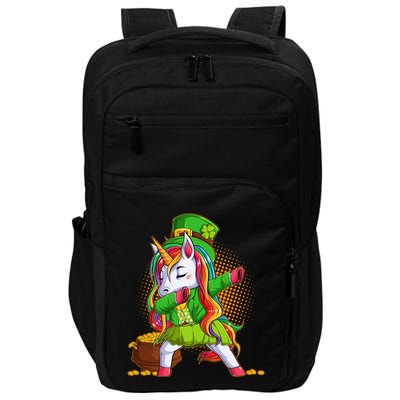 Funny St Patricks Dabbing Leprechaun Rainbow Unicorn Impact Tech Backpack
