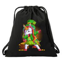 Funny St Patricks Dabbing Leprechaun Rainbow Unicorn Drawstring Bag