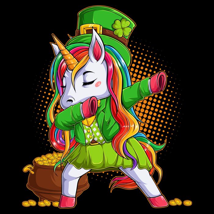 Funny St Patricks Dabbing Leprechaun Rainbow Unicorn Drawstring Bag