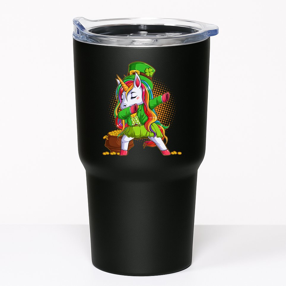 Funny St Patricks Dabbing Leprechaun Rainbow Unicorn Tumbler