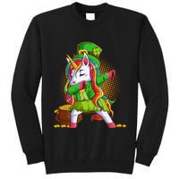 Funny St Patricks Dabbing Leprechaun Rainbow Unicorn Tall Sweatshirt