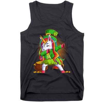 Funny St Patricks Dabbing Leprechaun Rainbow Unicorn Tank Top