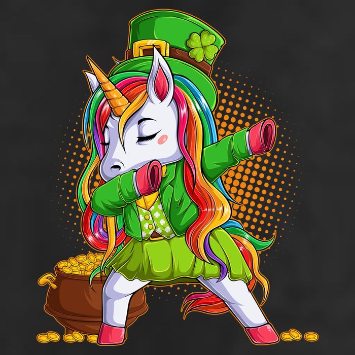 Funny St Patricks Dabbing Leprechaun Rainbow Unicorn Golf Towel