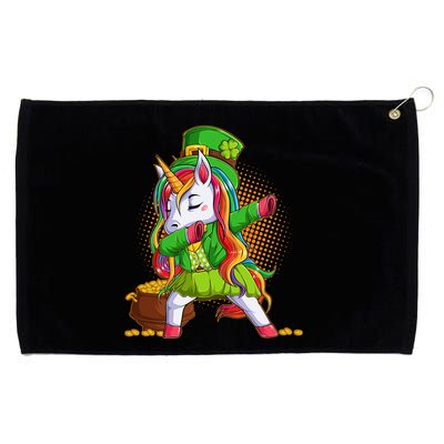 Funny St Patricks Dabbing Leprechaun Rainbow Unicorn Grommeted Golf Towel